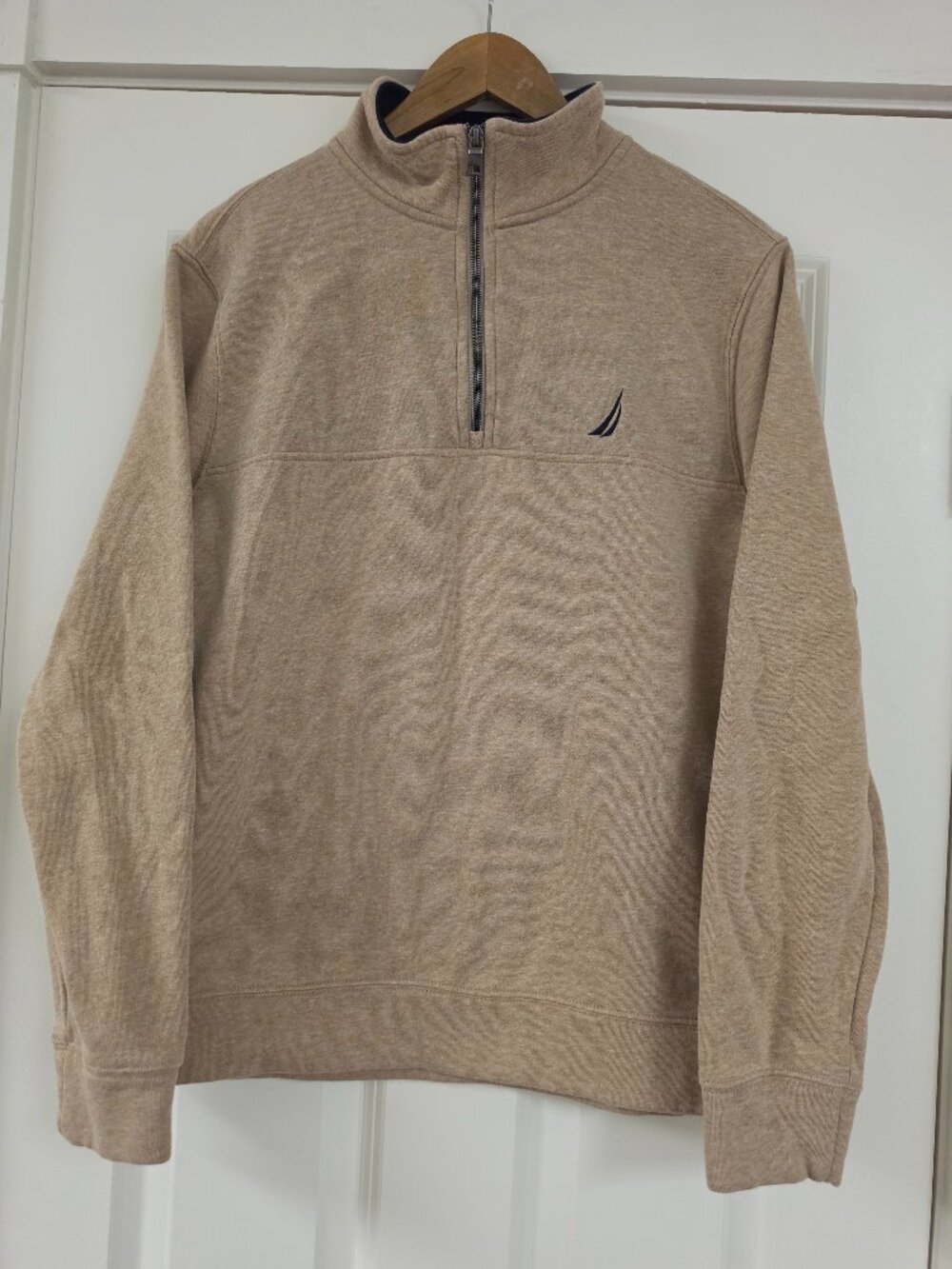 Nautica Men's Coastal Camel Heather Quarter-zip Knit Fleece Sweater